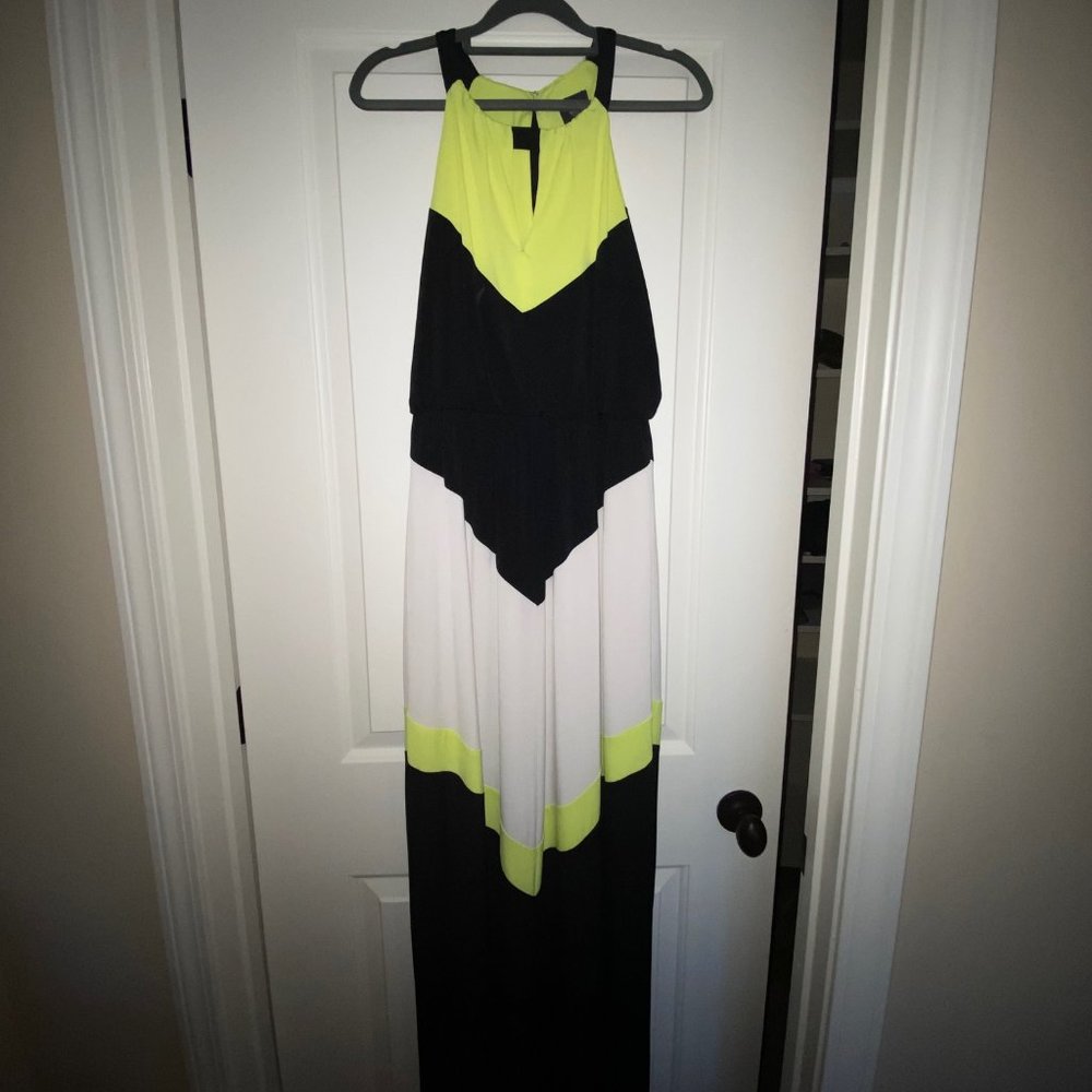 Vince Camuto Colorblock Halter Chevron Maxi Dress